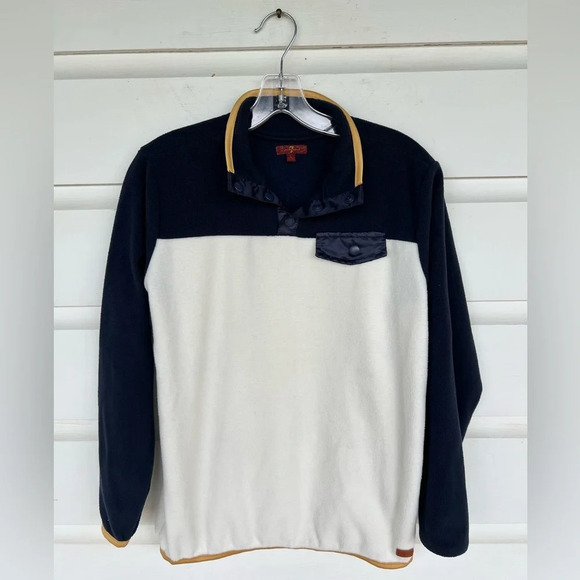 7 For All Mankind Other - 7 for All Mankind Boys Navy/White Snap Soft Fleece Pullover Size Large